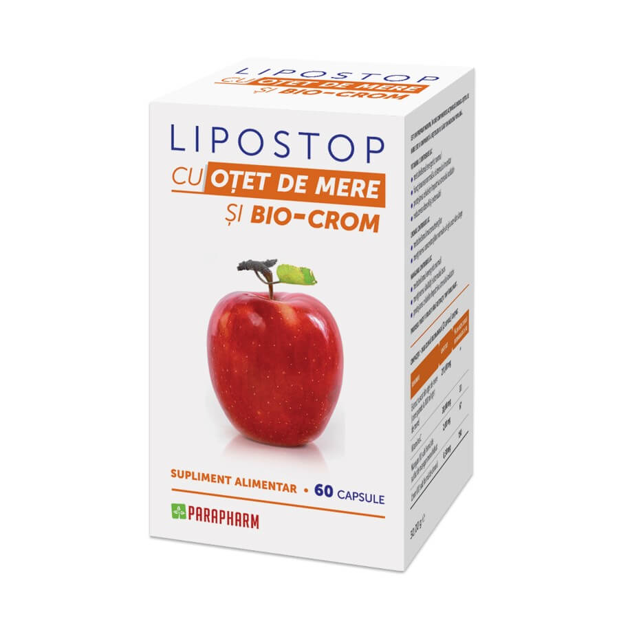 Lipostop cu Otet de Mere si Bio-Crom Capsule pt. Slabit Quantum Pharma 60cps