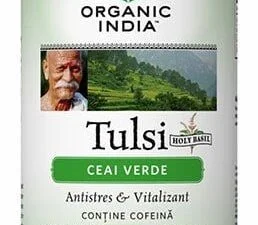 Tulsi (Busuioc Sfant) Ceai Verde | Antistres Natural & Vitalizant, Organic India, 100g